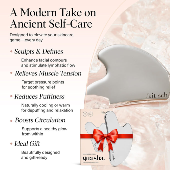 Kitsch Stainless Steel Gua Sha Facial Tool - Face Sculpting, Jawline Shaper, Lymphatic Drainage