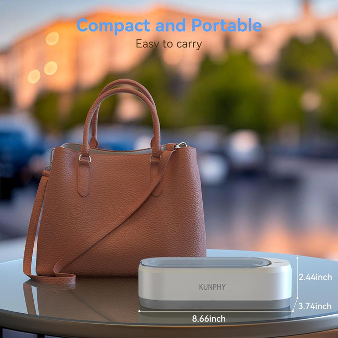 KUNPHY Ultrasonic Jewelry Cleaner, Jewelry Cleaner Machine 12oz 46KHz, Professional Sonic Cleaner with One-Touch Operation, Sonic Cleaner for Rings, Glasses, Jewelry, Dentures White