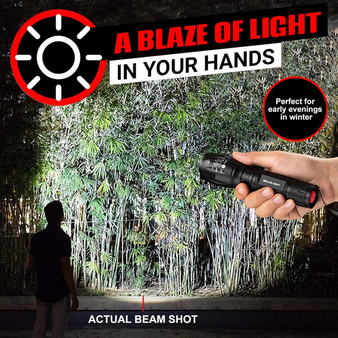 LED Flashlight High Lumens, Mini Tactical LED Flashlight 2 Pack, 5 Modes Zoomable Beam, Battery Powered (Batteries Not Included) for Camping, Hunting, Home & Emergency, Compact Small LED Flashlight
