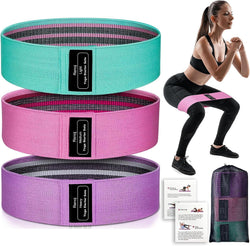 Renoj Resistance Bands Set: 3 Fabric Loops for Pilates, Yoga, Home Gym, Booty, Leg Training