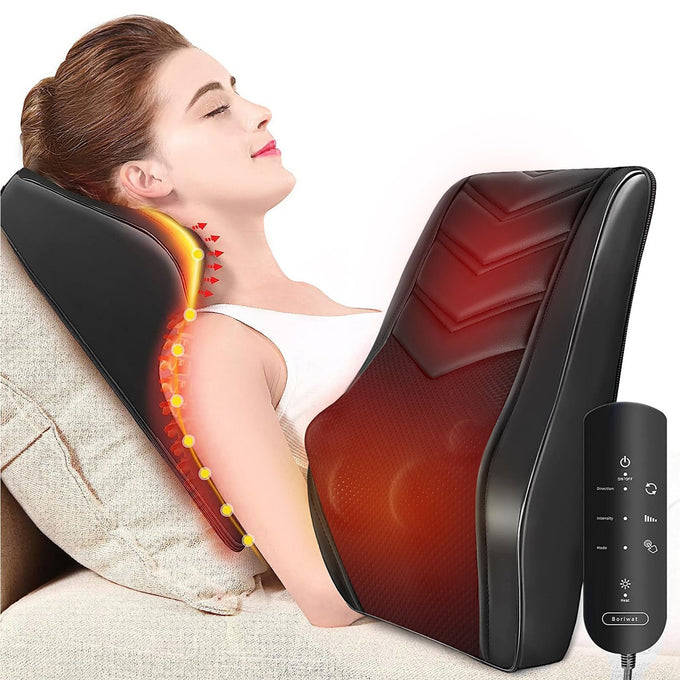 Shiatsu Neck & Back Massager with Heat – 3D Kneading Massage Pillow for Full Body Relaxation (Home, Office & Car Use)