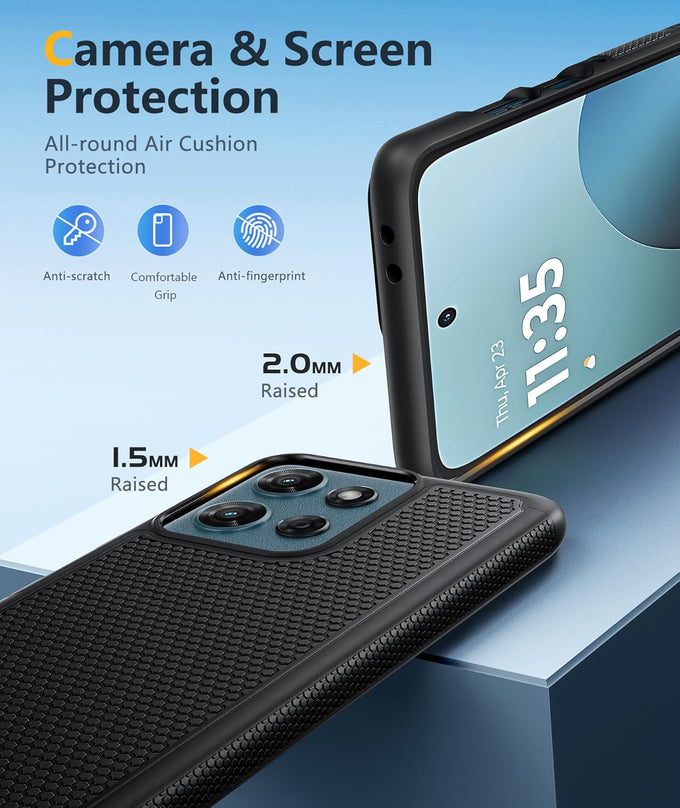 FNTCASE for Moto G 2026/2025 Case: Moto G Play 2026/Moto G Power 2025 Case Dual Layer Military Protective Heavy Duty Cell Phone Cover with Screen Protector Shockproof Rugged Non Slip Textured (Black)