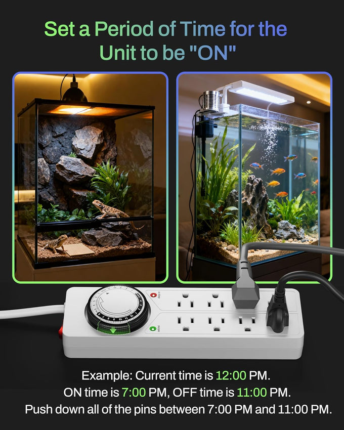 BN-LINK 8 Outlet Surge Protector with Mechanical Timer (4 Outlets Timed, 4 Outlets Always On) - White