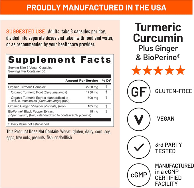 NatureWise Curcumin Turmeric 2250mg - Advanced Absorption from 95% Curcuminoids & BioPerine Black Pepper Extract - Daily Joint and Immune Health Support - Vegan, 180 Count[60-Day Supply]