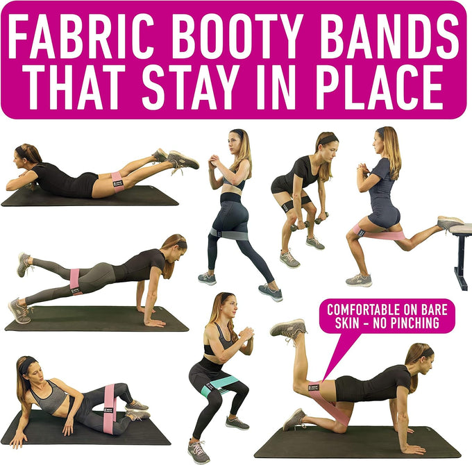 Resistance Bands for Workout - 4 Booty Bands for Women Men Fabric Elastic Bands
