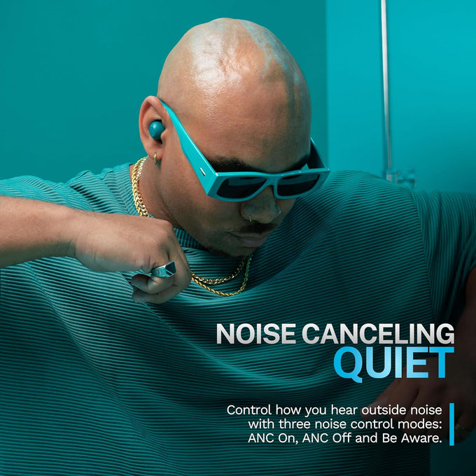JLab Go Pop ANC True Wireless Earbuds & Charging Case, Teal, Active Noise Cancelling, 10mm Drivers, Dual Connect, Customize Your Sound with App, Be Aware Mode, Compact Fit, MEMS Microphone