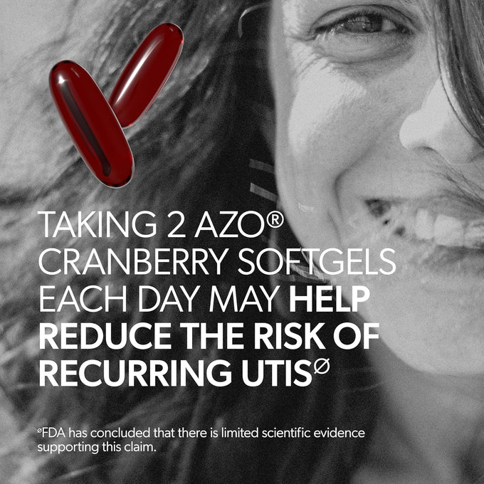 AZO Cranberry Supplement, Made with Concentrated Whole Fruit Cranberry Powder to Help Cleanse and Protect the Urinary Tract*, Sugar Free Cranberry Pills, Non-GMO, 100 Softgels