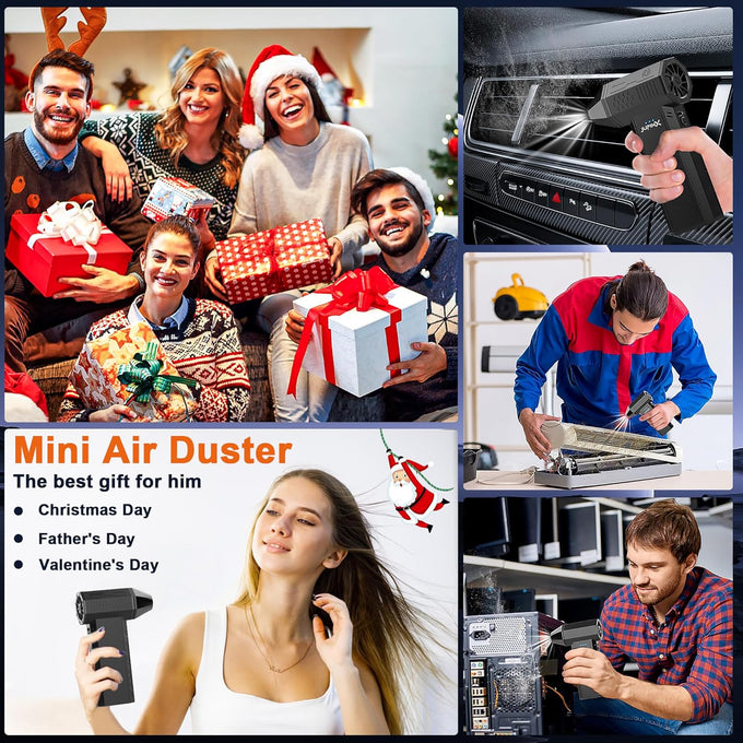 X3 Compressed Air Duster - Electric Air Duster with Brushless Motor,3 Gear Adjustable - mini Snow Blower- Rechargeable Air Duster for PC, Keyboard, Car,Outdoors,Home,Snow and Leaves Clearing