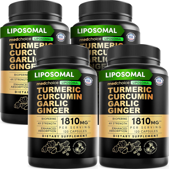 4-in-1 Turmeric Joint Support Supplements with Garlic and BioPerine - 2360 mg High Potency Herbal Blend for Mobility, Everyday Flexibility, Digestive Comfort, and Active Aging Support (120ct)